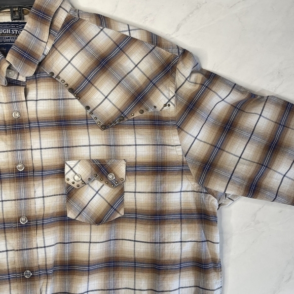 Roughstock Panhandle Slim Women's Button Down Brown Plaid Long Sleeved Shirt - Picture 3 of 5